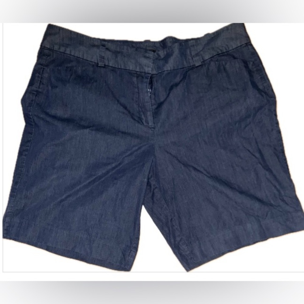 Ann Taylor Dark Denim Blue 10” shorts.